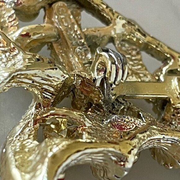 GERRY'S Vintage Gold Tone Rhinestone Christmas Tree Brooch Pin - Picture 11 of 13